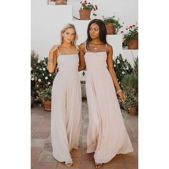 Show Me Your Mumu Dresses & Skirts - Show Me Your Mumu Lauren Tie Maxi Dress Dusty Blush Crisp L